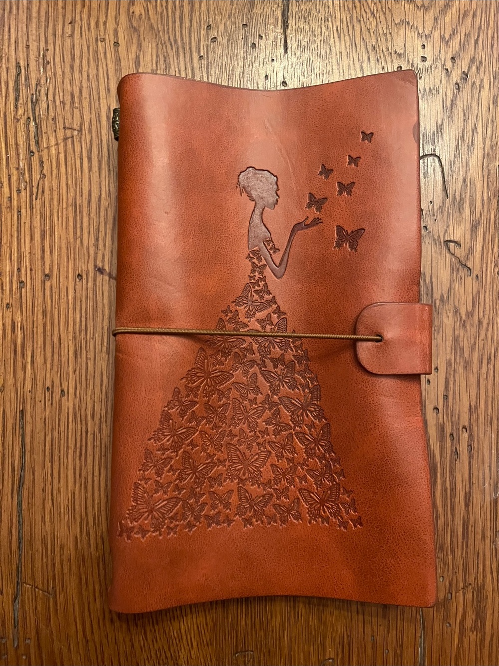 Leather Floral Butterfly Journal - Burnt Orange